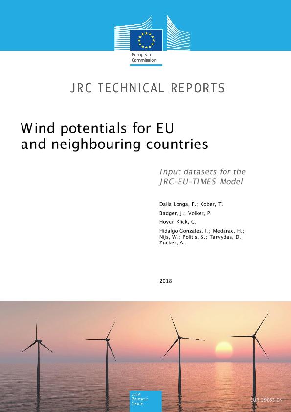 Jrc Publications Repository Wind Potentials For Eu And Neighbouring Countries Input Datasets For The Jrc Eu Times Model