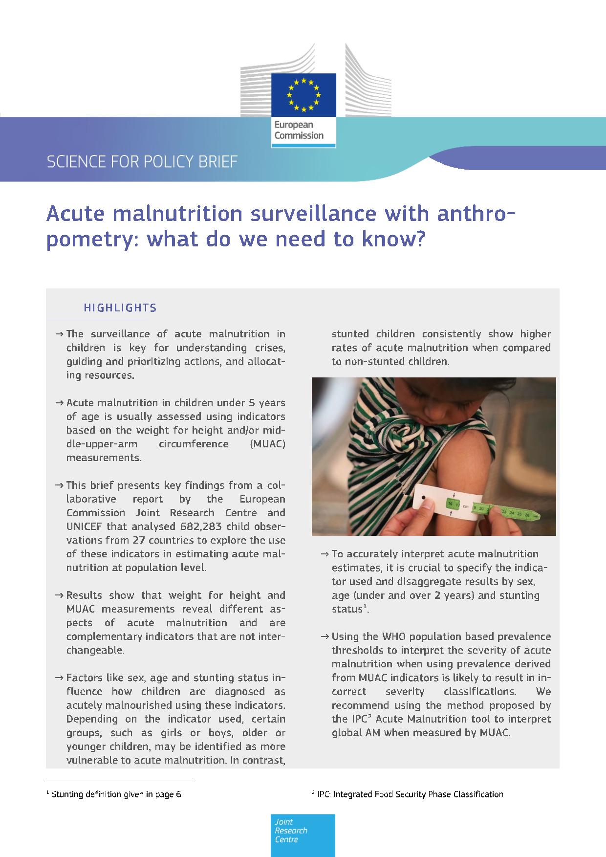 JRC Publications Repository - Acute malnutrition surveillance with  anthropometry: what do we need to know?