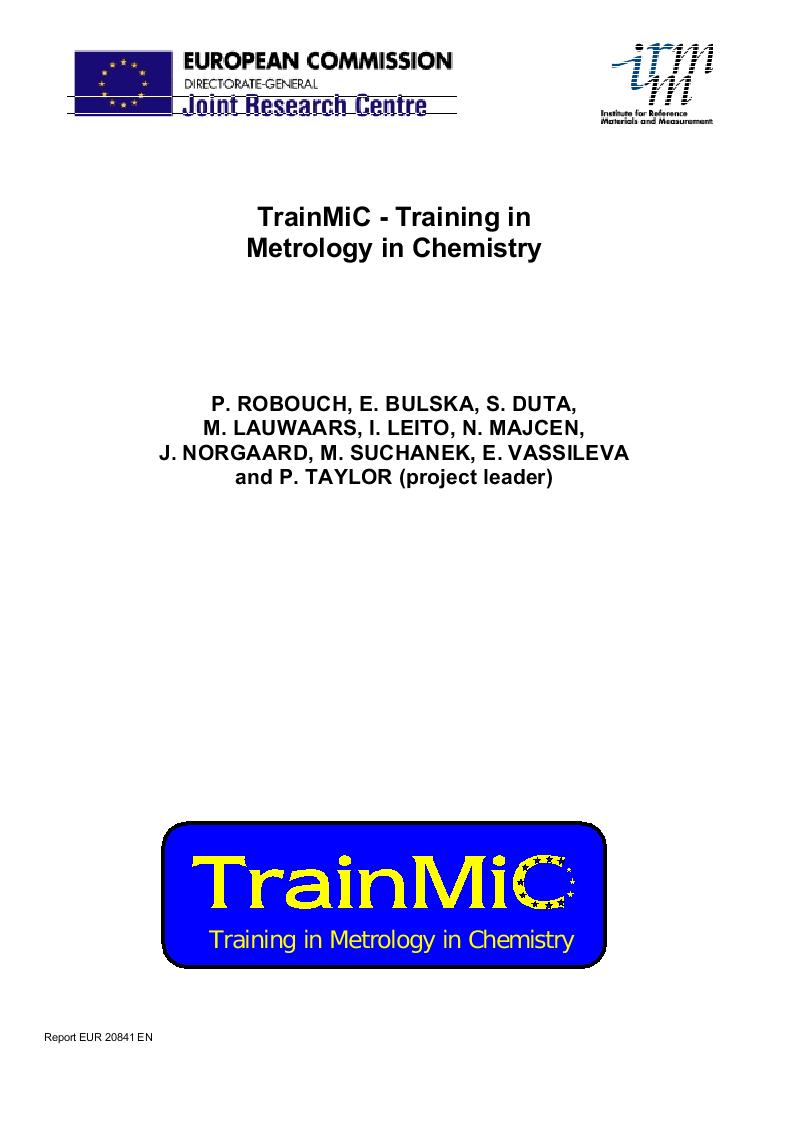 Jrc Publications Repository Trainmic Training In Metrology In Chemistry