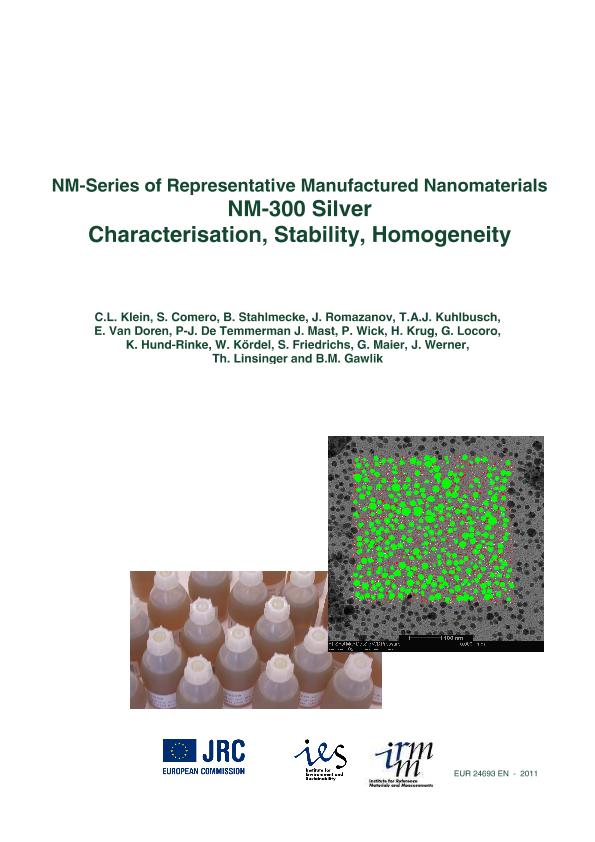 Jrc Publications Repository Nm 300 Silver Characterisation Stability Homogeneity